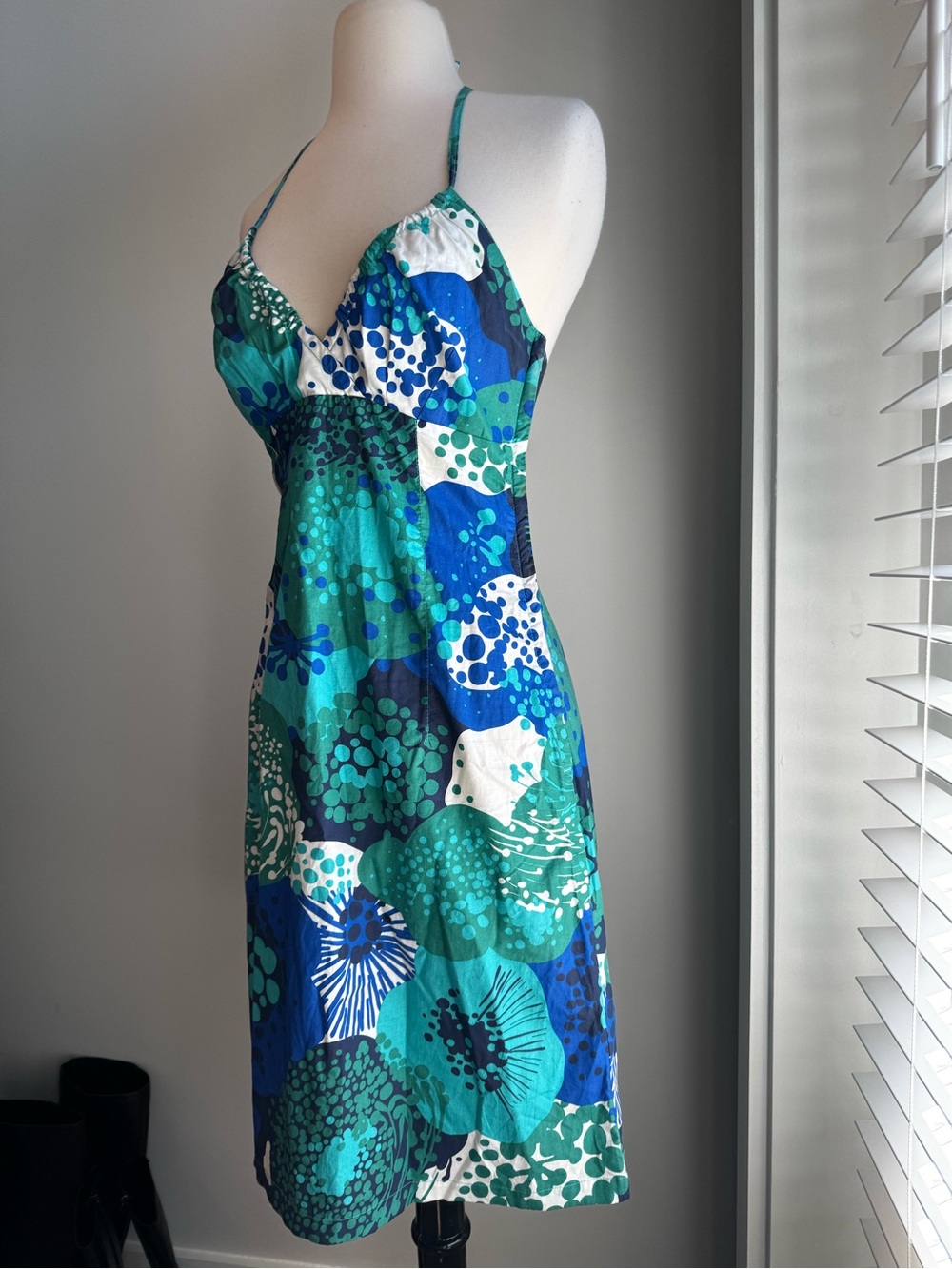 H&M Blue & Teal Floral Cotton Midi Dress